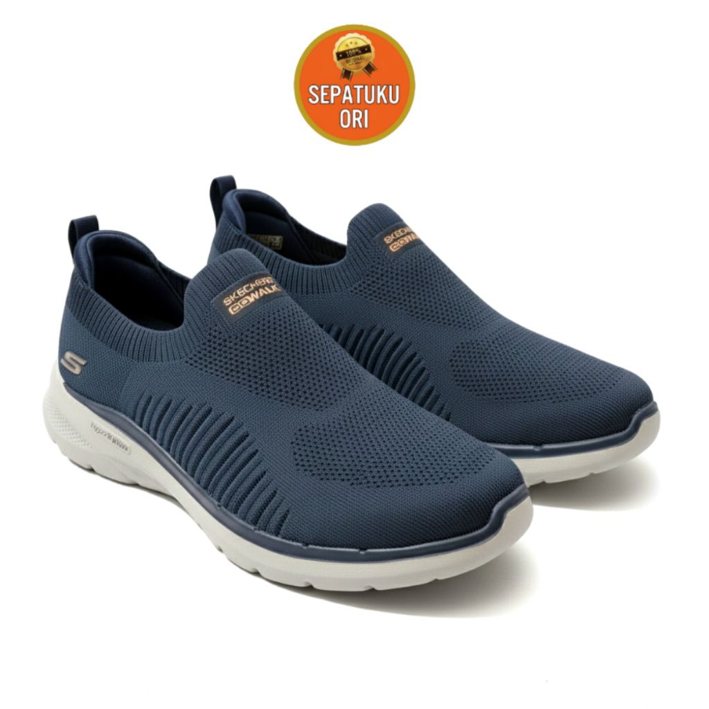 SEPATU PRIA (45/29.5cm) GO WALK 6-JADED NAVY ORANGE NEW BNIB 216205/NVOR