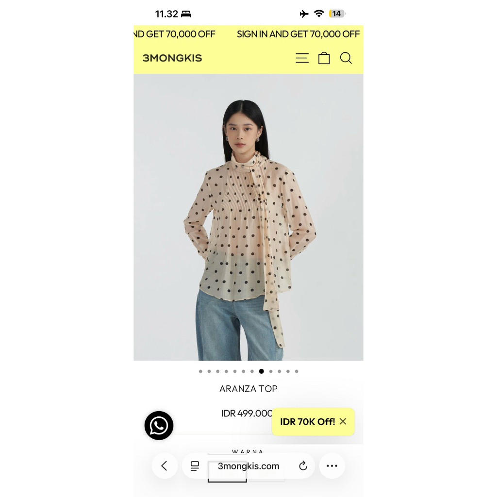 3mongkis aranza top cream (BACA DESKRIPSI)