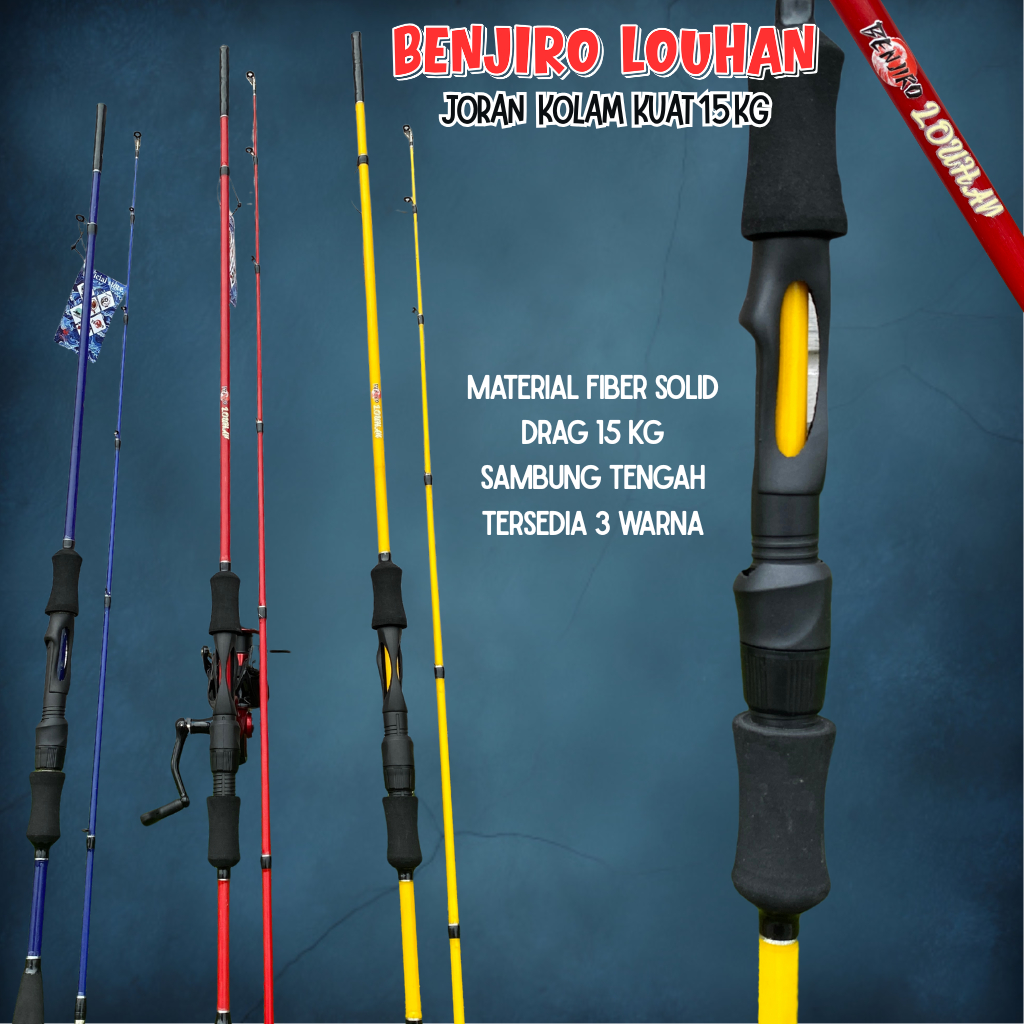 Joran pancing spinning Kolam Fiber Solid  benjiro louhan 1max drag 15 kG