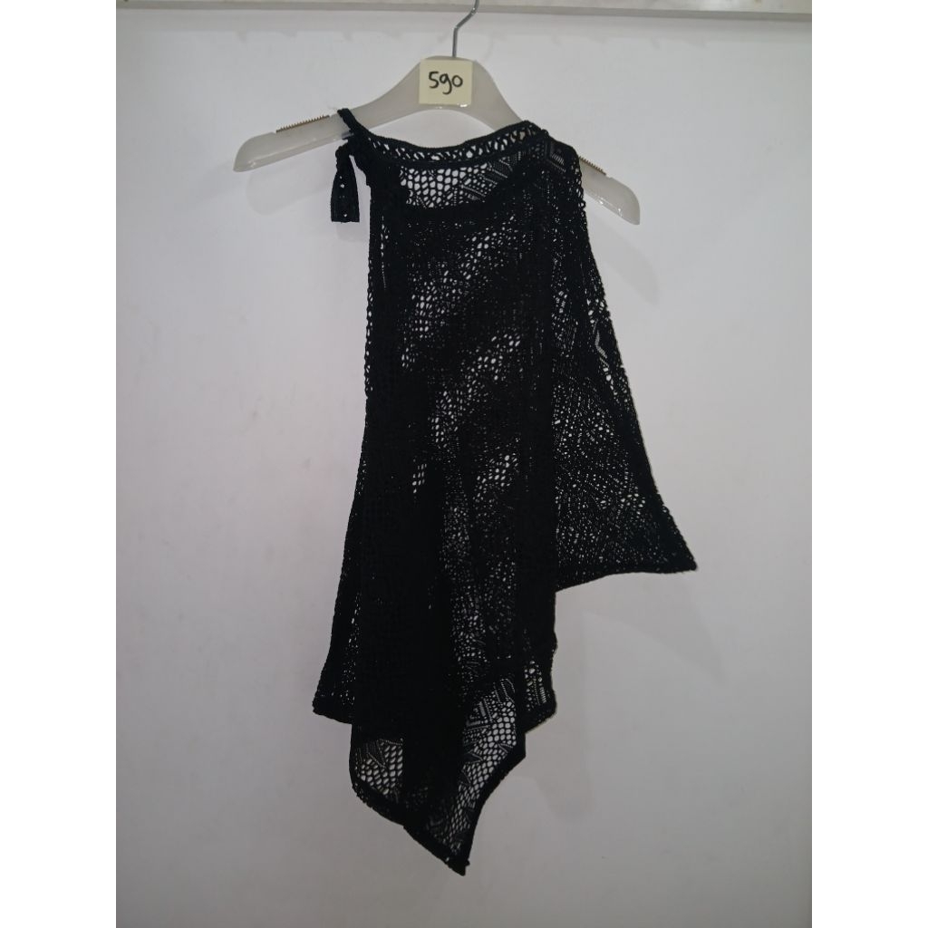 (590) ATASAN RAJUT RENDA HITAM