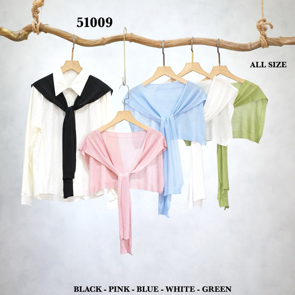 Bolero Rajut Pendek Lengan Cap BISA IKAT DASI Scarf Outerwear