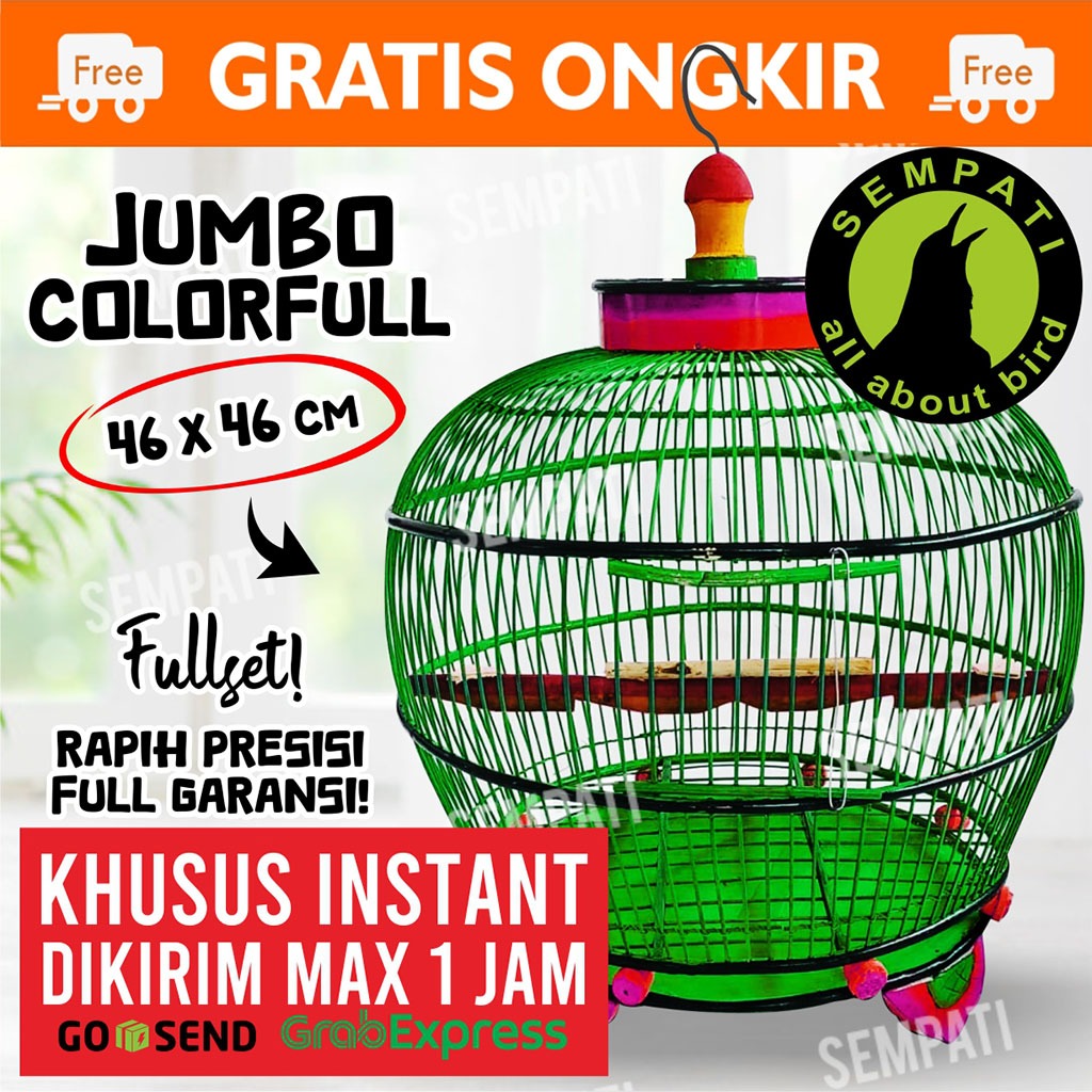 SEMPATI KHUSUS TERKIRIM 1 JAM INSTAN GRAB GOJEK Sangkar Kandang Burung Perkutut Bambu Rotan Full War