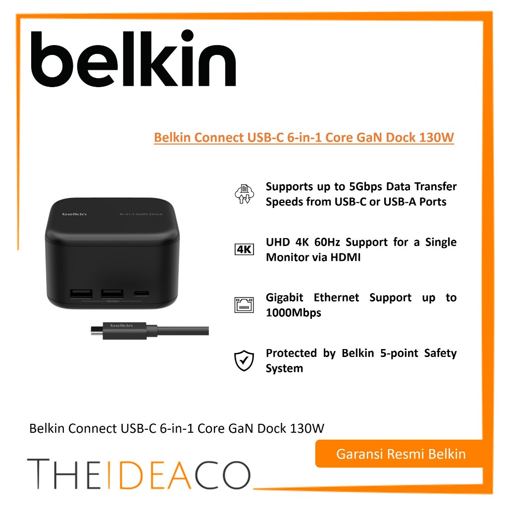 Belkin USB-C 6-in-1 Core GaN Dock 130W (INC018vfBK)