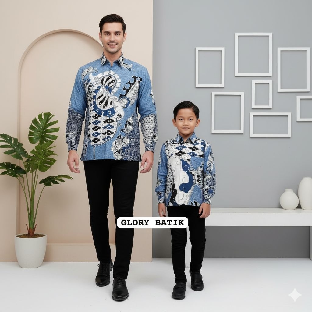 Batik Couple Ayah Anak Bahan Katun Solo Premium | Kemeja Batik Bapak Anak laki laki | Atasan Batik K