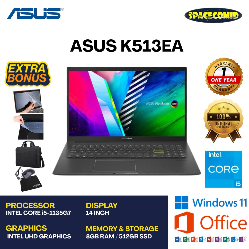 ASUS K513EA [INTEL CORE i5-1135G7] 8GB RAM | SSD 512GB | 15.6" FHD | FREE ACC