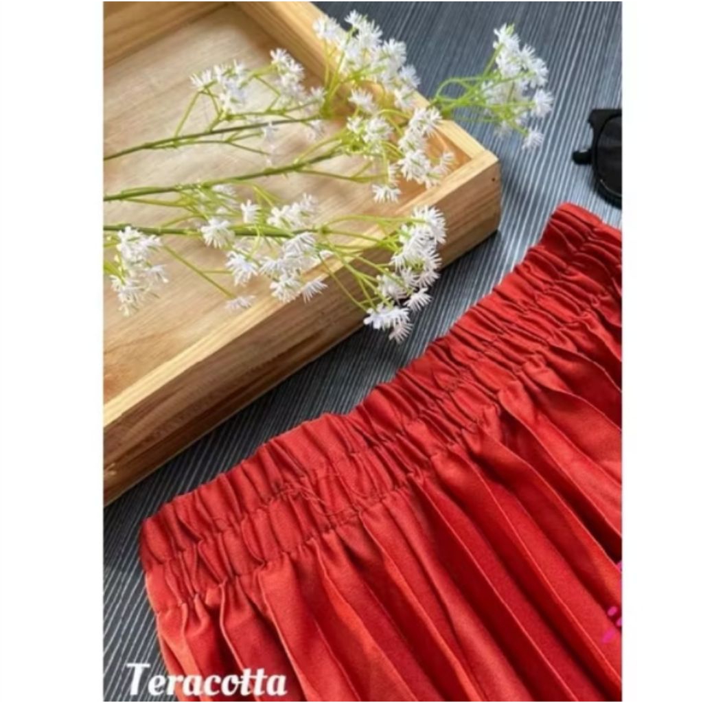 (COD)ROK PLISKET WARNA MERAH BATA/TERACOTA MERONA