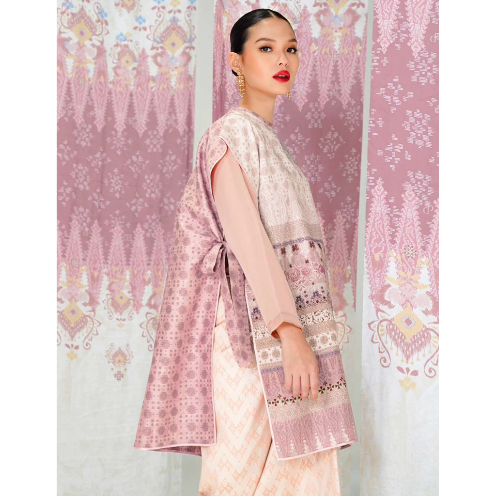 [PRELOVED] Original Benang Jarum Dian Pelangi Cempako Vest Rosewater Bukan Swarnadwipa Pleated