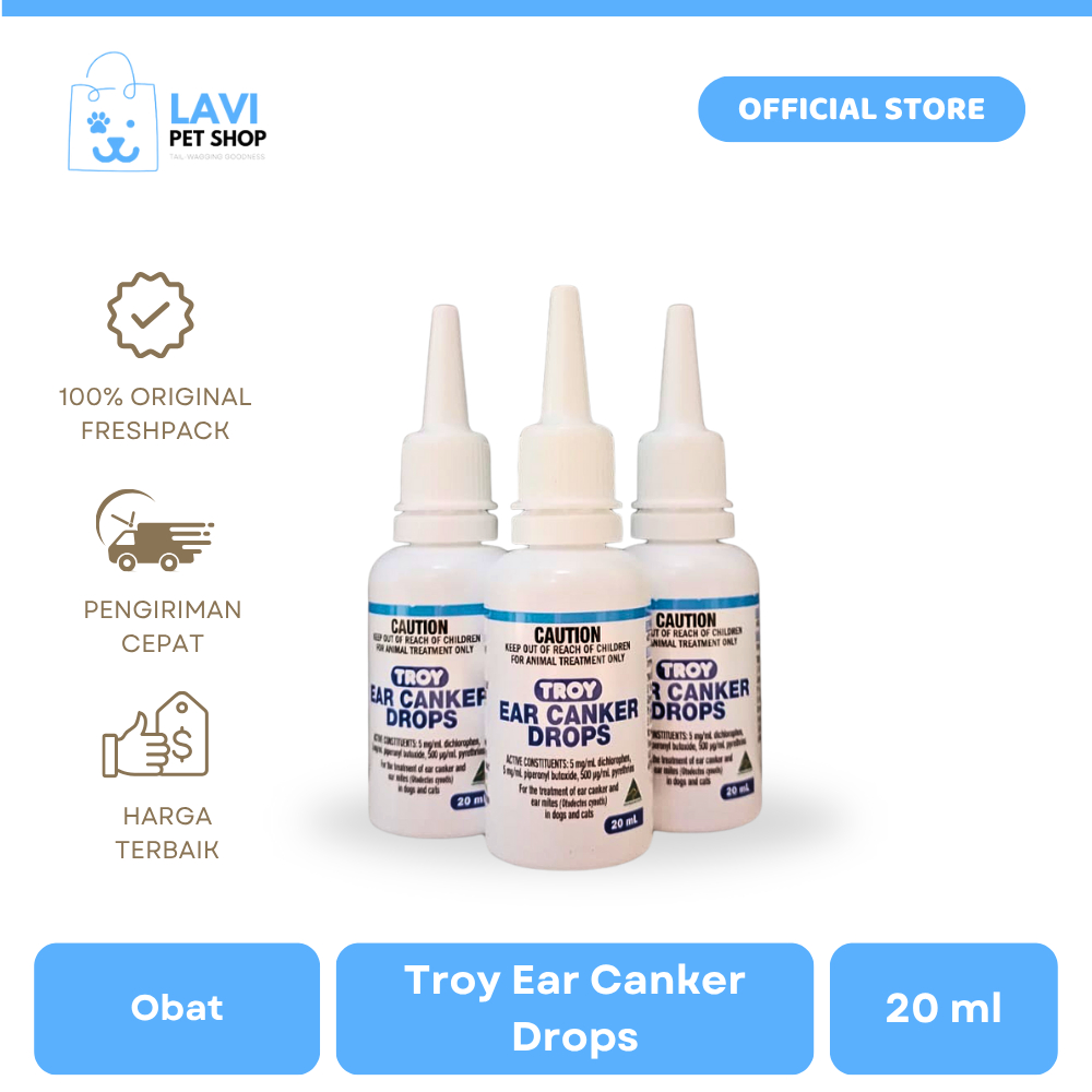 Troy Ear Canker Drops - Tetes Telinga Otitis Ear Mites Anjing Kucing