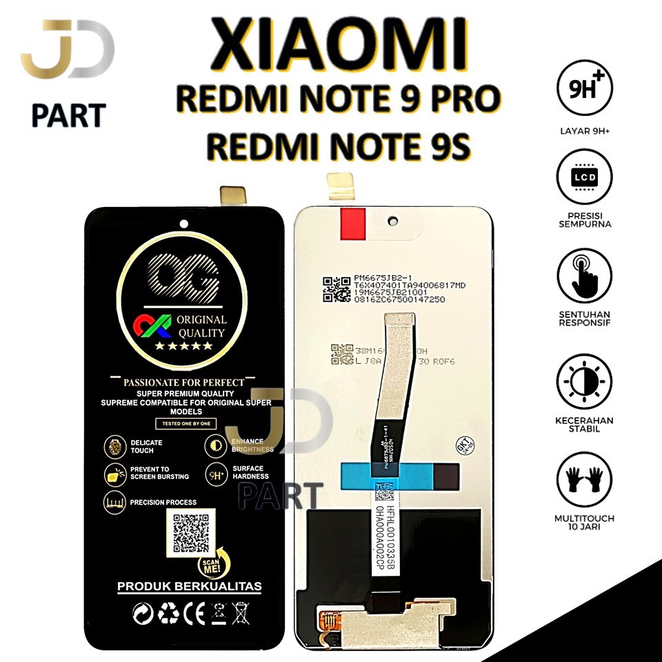 LCD TOUCHSCREEN XIAOMI REDMI NOTE 9 PRO / REDMI NOTE 9S COMPLETE ORIGINAL 100% FULLSET