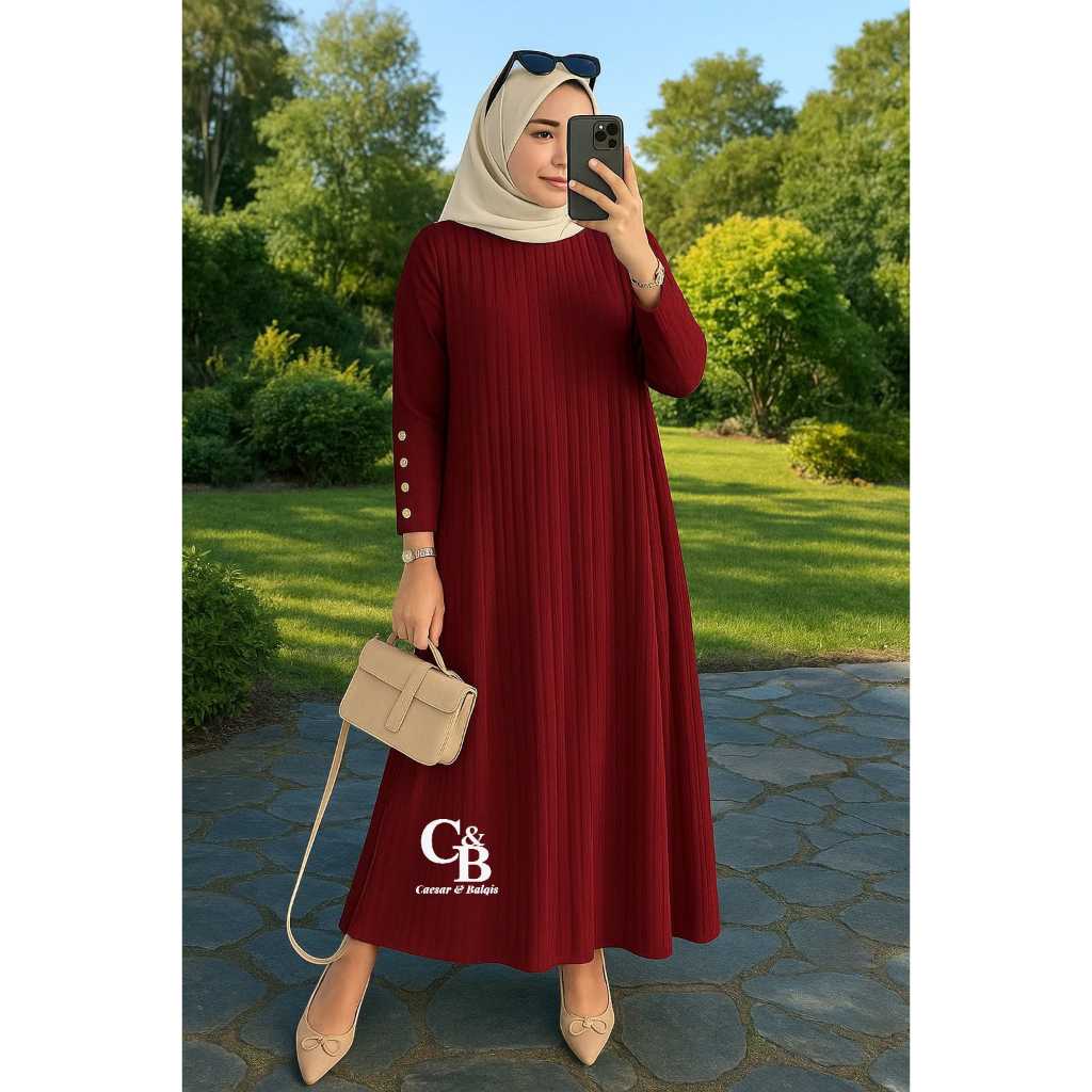 LONG TUNIK GAMIS GABY KNIT HORNET LONG DRESS DASTER JUMBO