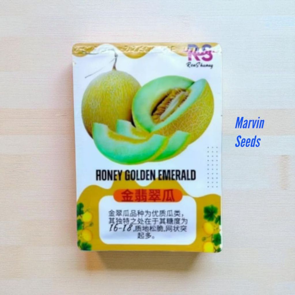 Marvin Seeds [ Kemasan Premium-Benih Melon Golden Emerald | Intanon ]
