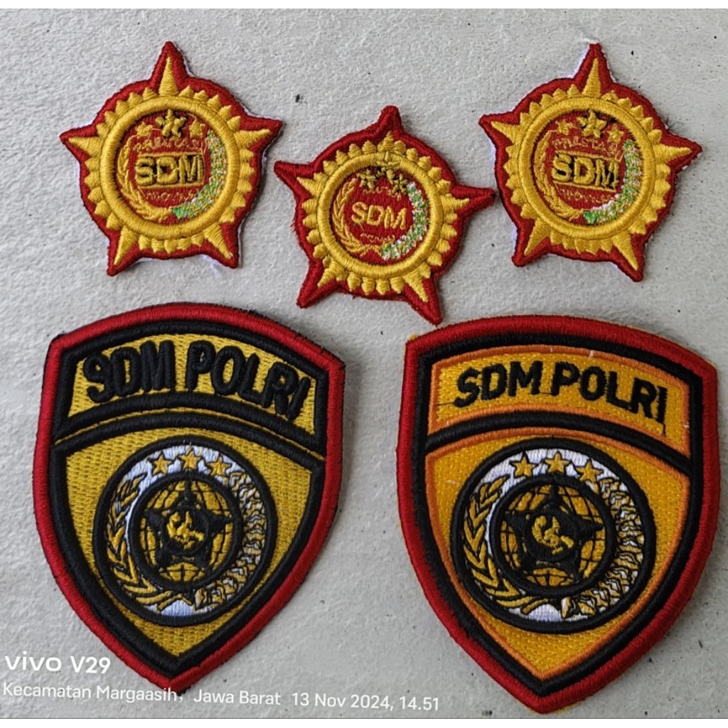 Logo SDM polri Bordir Timbul 3d untuk atribut Polri