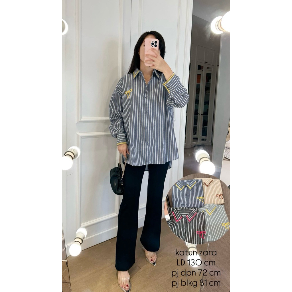 [Terbaru] Kemeja Zara Motif Garis-Garis | Katun Murah | Kemeja Motif | Kemeja Lengan Panjang | Atasa