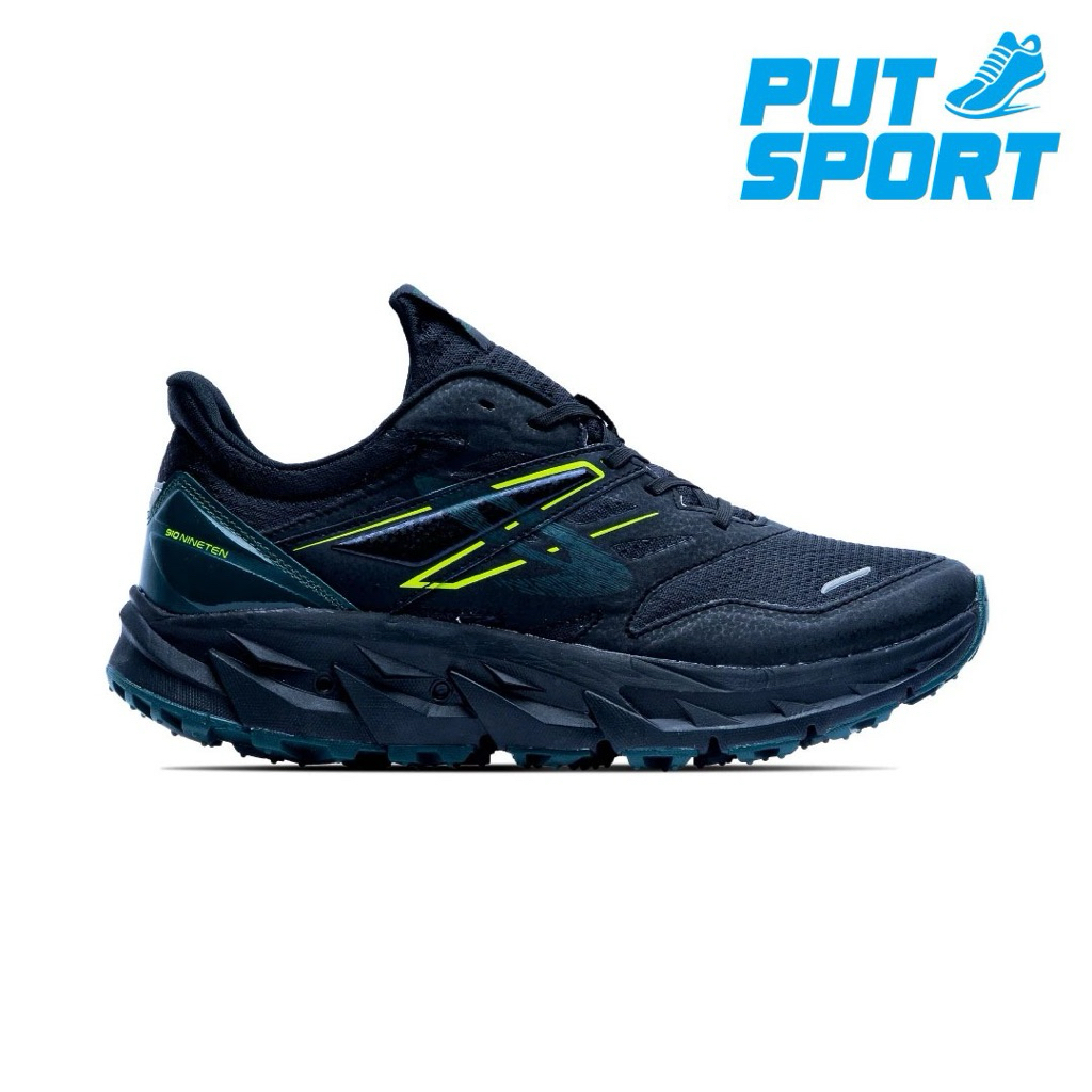 910 Nineten Yuza Evo Sepatu Trail - Hitam/Hijau Tua/Jingga