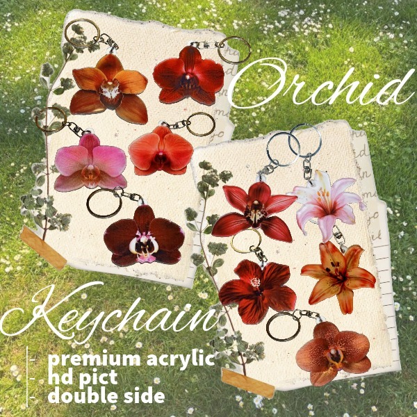 orchid keychain. anggrek bagcharm. orchid bagcharm. orchid.