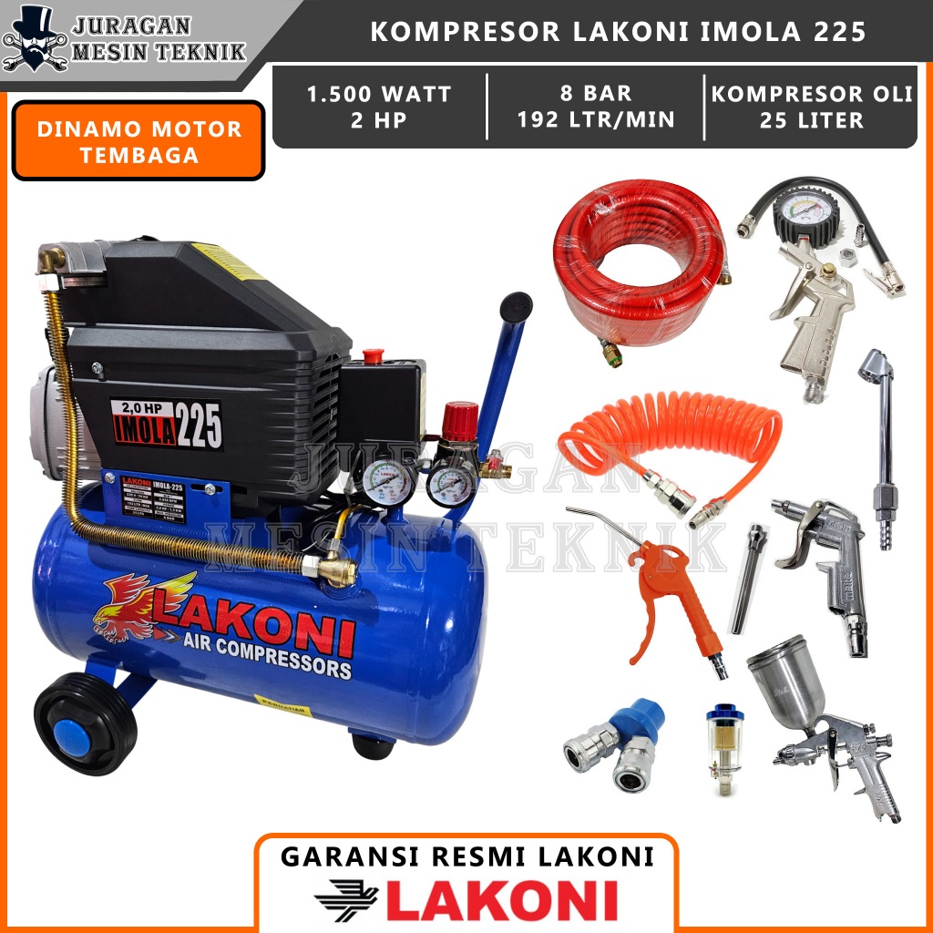 Mesin Kompresor Angin Listrik 2 HP 25 Liter Lakoni Imola 225