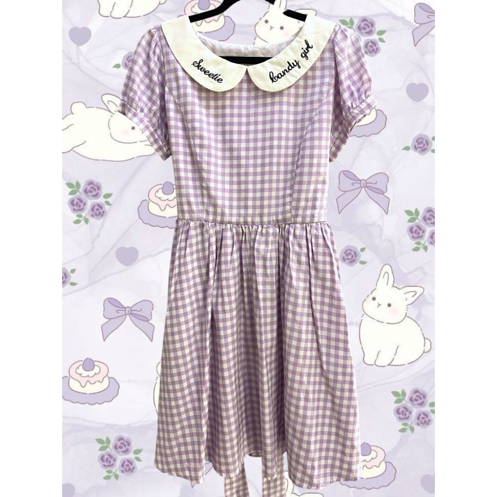 ANK ROUGE PURPLE CHECKERED CUTE DRESS