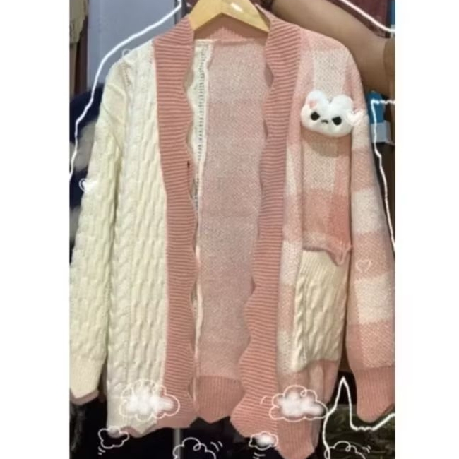 Cardigan Fuzzy|| Cardigan rajut|| Crop Fuzzy