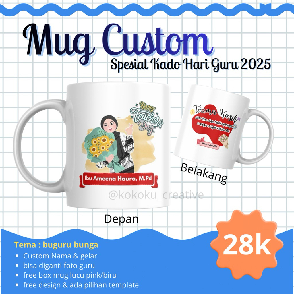 Mug Custom Kado Hari Guru Murah Aman Pengemasan