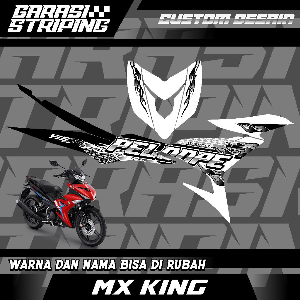 STRIPING CUSTOM VARIASI TRANSPARAN MX KING STICKER VARIASI MOTIF TERBARU KEREN MERAH PUTIH