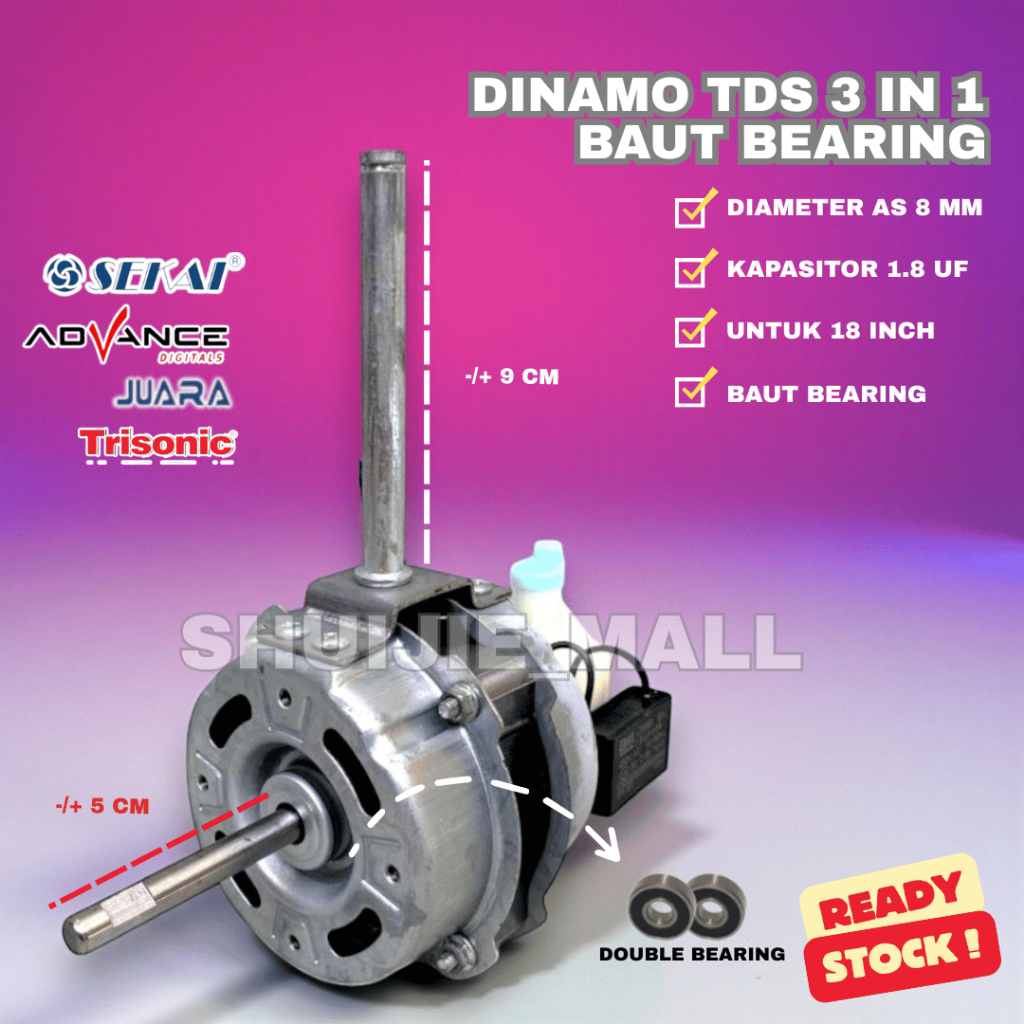 DINAMO KIPAS ANGIN GMC 18 INCH DOUBLE BEARING/ MESIN MOTOR KIPAS ANGIN GMC TDS 18 INCH ULIR