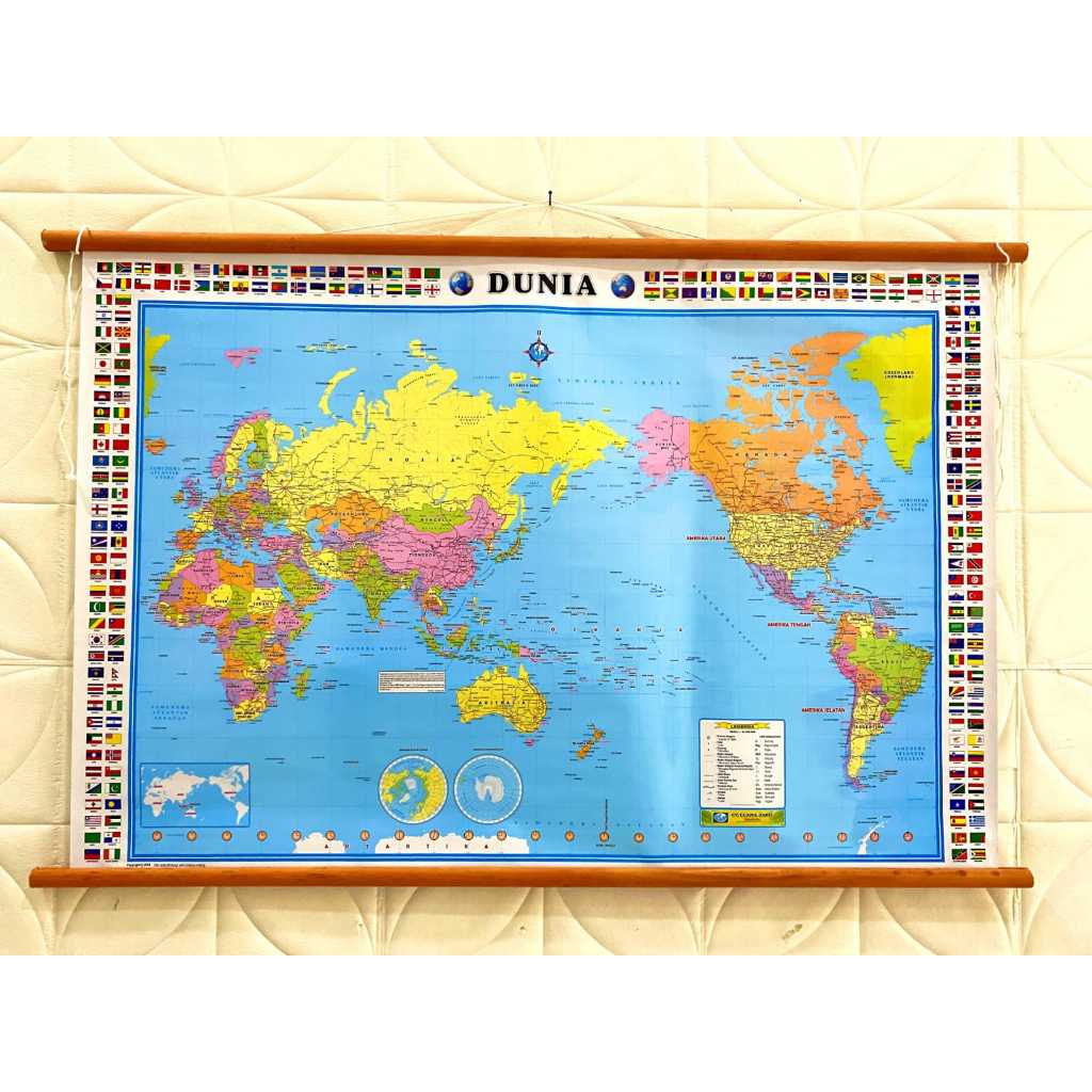 Peta Bingkai Dunia Edisi Terbaru ukuran kecil, sedang, besar jumbo