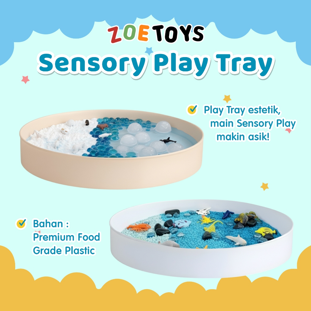 Zoetoys Sensory Play Tray I Nampan Sensory Play Bulat | Wadah Main Sensori | Sensory Bin