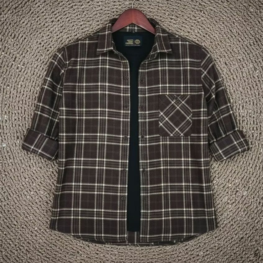 F2D Kemeja Flanel White Black Brown Best Seller / flanel/hem pria/ flanel pria/ kemeja flanel/ eight