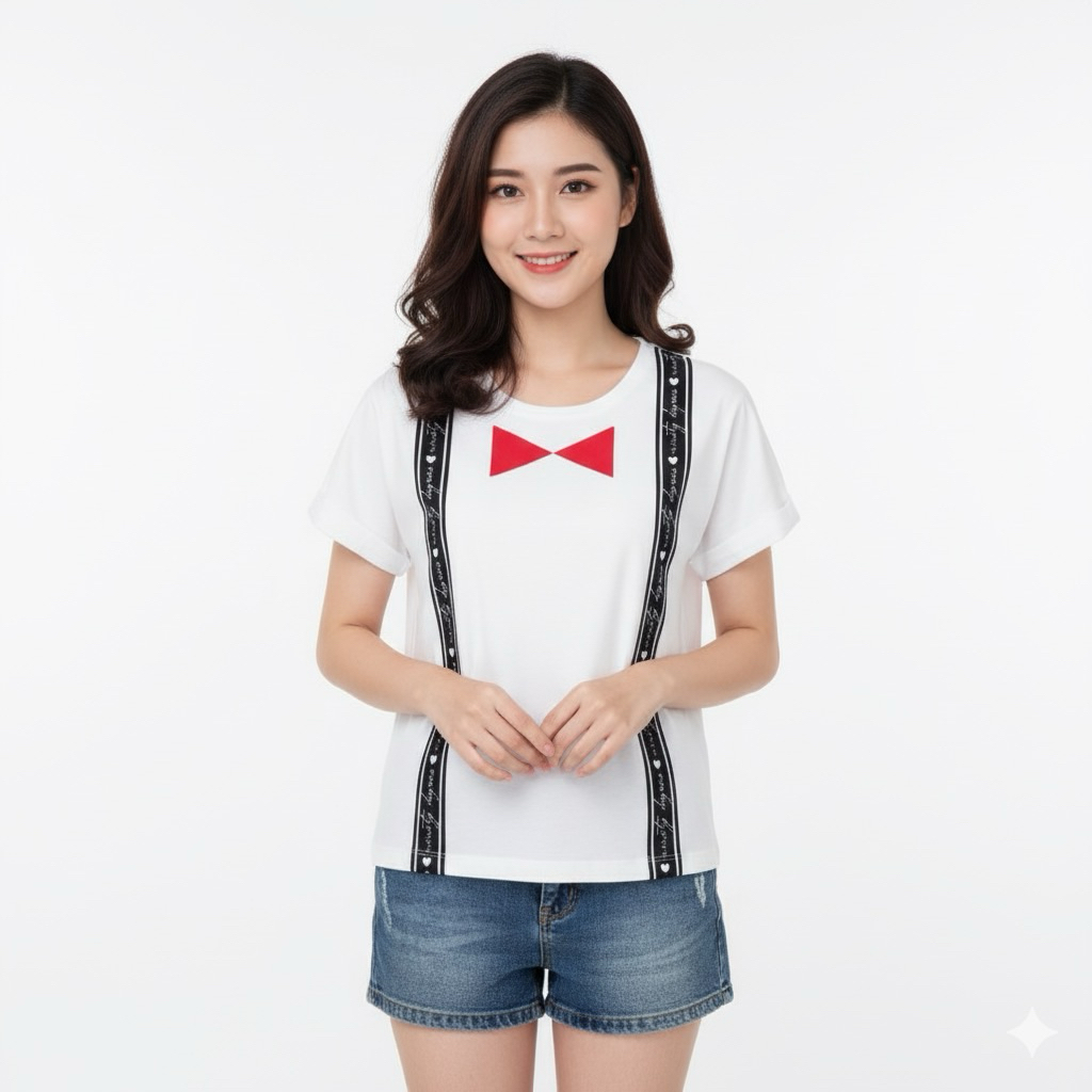 Ninety Degrees By Logo JeansKaos Wanita Cropetee P5014