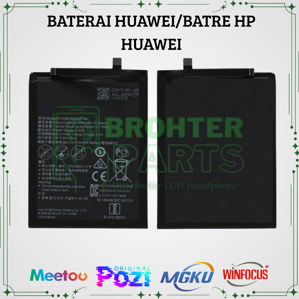 BATERAI HUAWEI/BATRE HP HUAWEI ORIGINAL/HUAWEI ASCEND P6/HB-3742A0EBC/HONOR 4C/HB-444199EBC+/HONOR 5