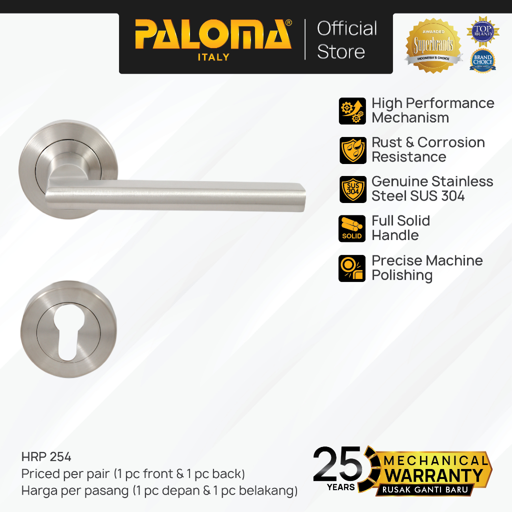 PALOMA HRP 254 Handle Pintu Home Rumah Modern Elegant Minimalist Stainless Solid Lever Gagang Door A