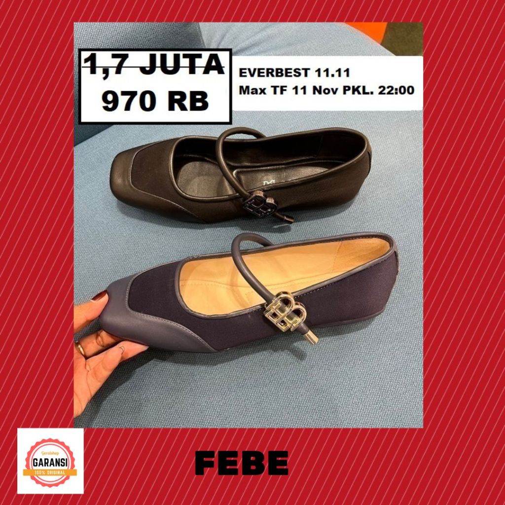 Sepatu flat shoes wanita sale Everbest FEBE 100% ORI STORE