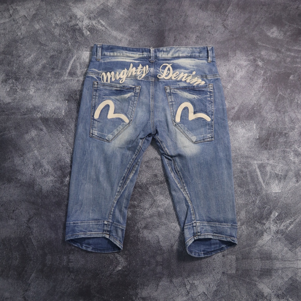 CELANA PENDEK EVISU DENIM JEANS SHORT PANTS (SP18) SIZE 34