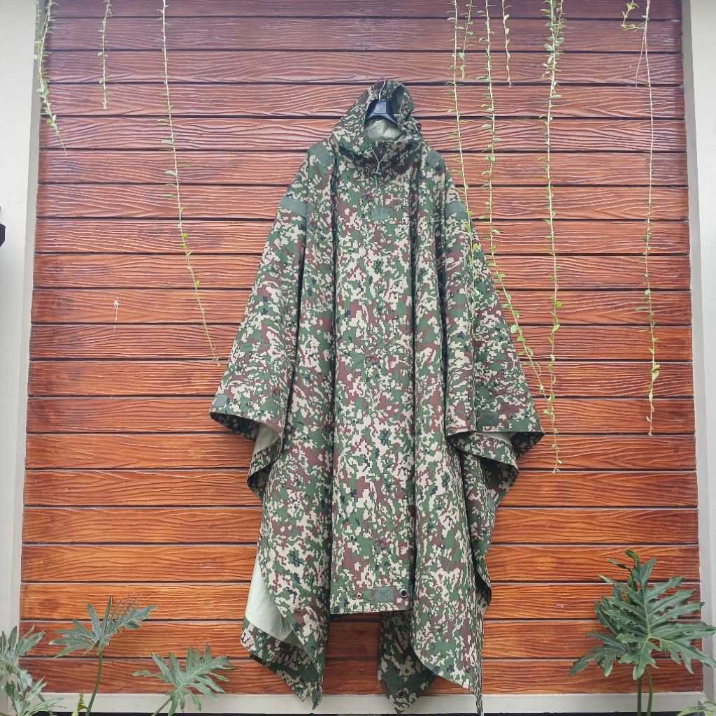 ORIGINAL Ponco Loreng Malaysia Mantel Loreng Poncho Camuflage Raincoat, Rainsuit, goretex Jas Hujan 