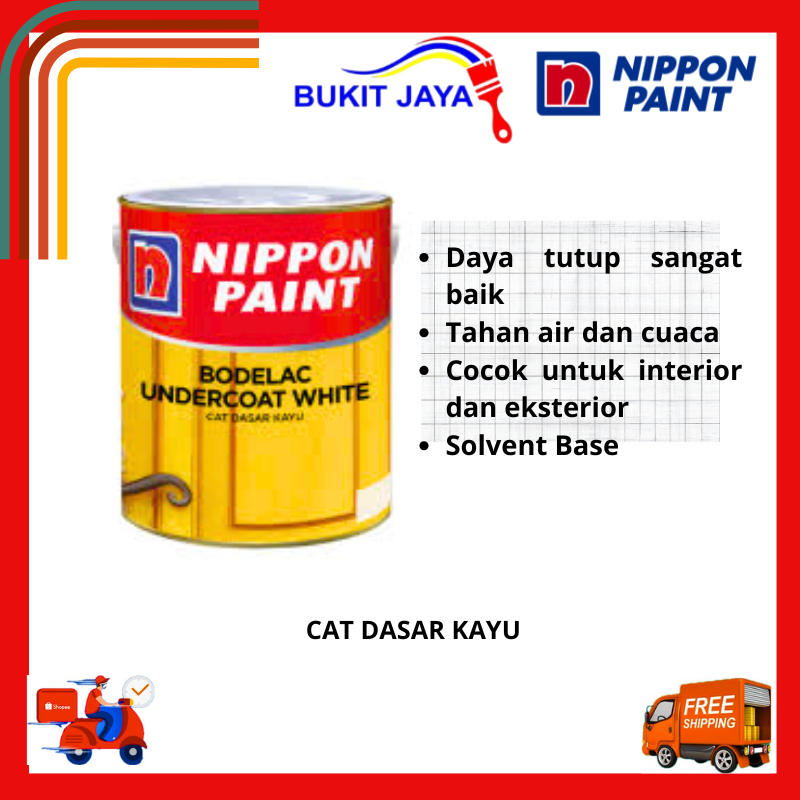 NIPPON BODELAC UNDERCOAT WHITE  PRIMER & UNDERCOAT KAYU BESI 1KG DAN 5KG