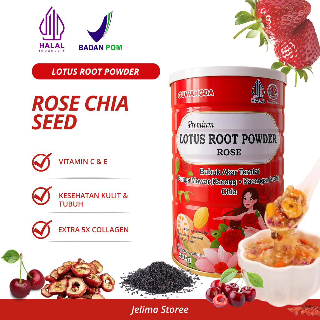 OU FEN LOTUS ROOT POWDER HALAL-BPOM - ROSE CHIA SEED NUT ALMOND MAKANAN DIET - CEMILAN SEHAT