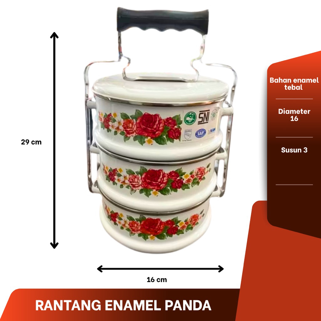 Rantang Panda/ rantang maspion/ rantang enamel 16cm Susun Rantang Enamel Susun 3,