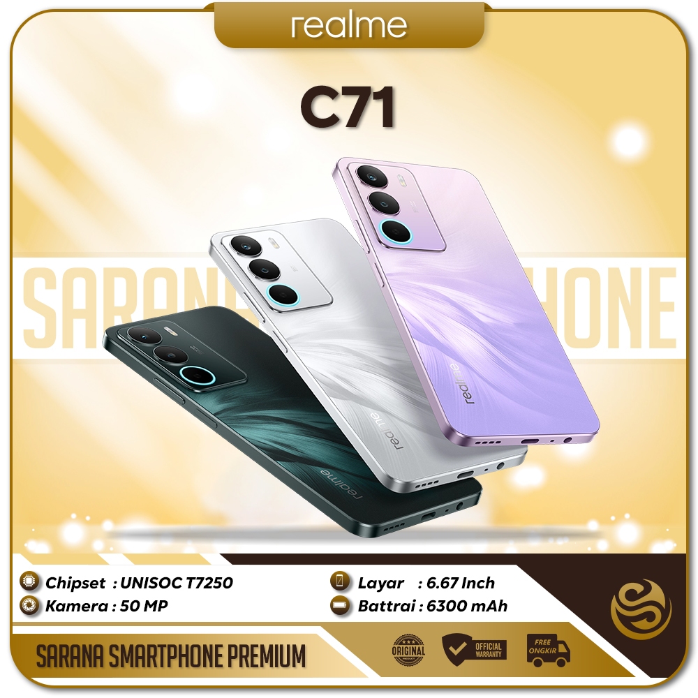 Realme C71 (4/128GB)(6/128GB)(8/128GB) Unisoc T7250 6300 mAh Fast Charging 45W Android Murah 1Jutaan