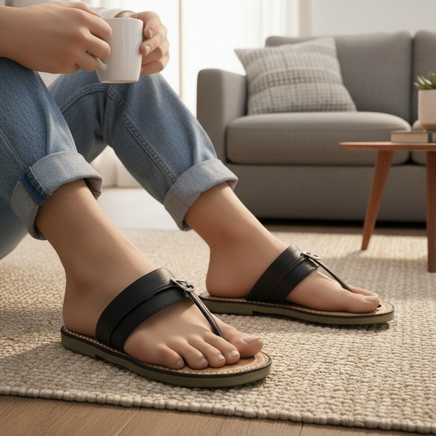 Sandal Tarumpah Asli Kulit Karet Mentah Pria Wanita