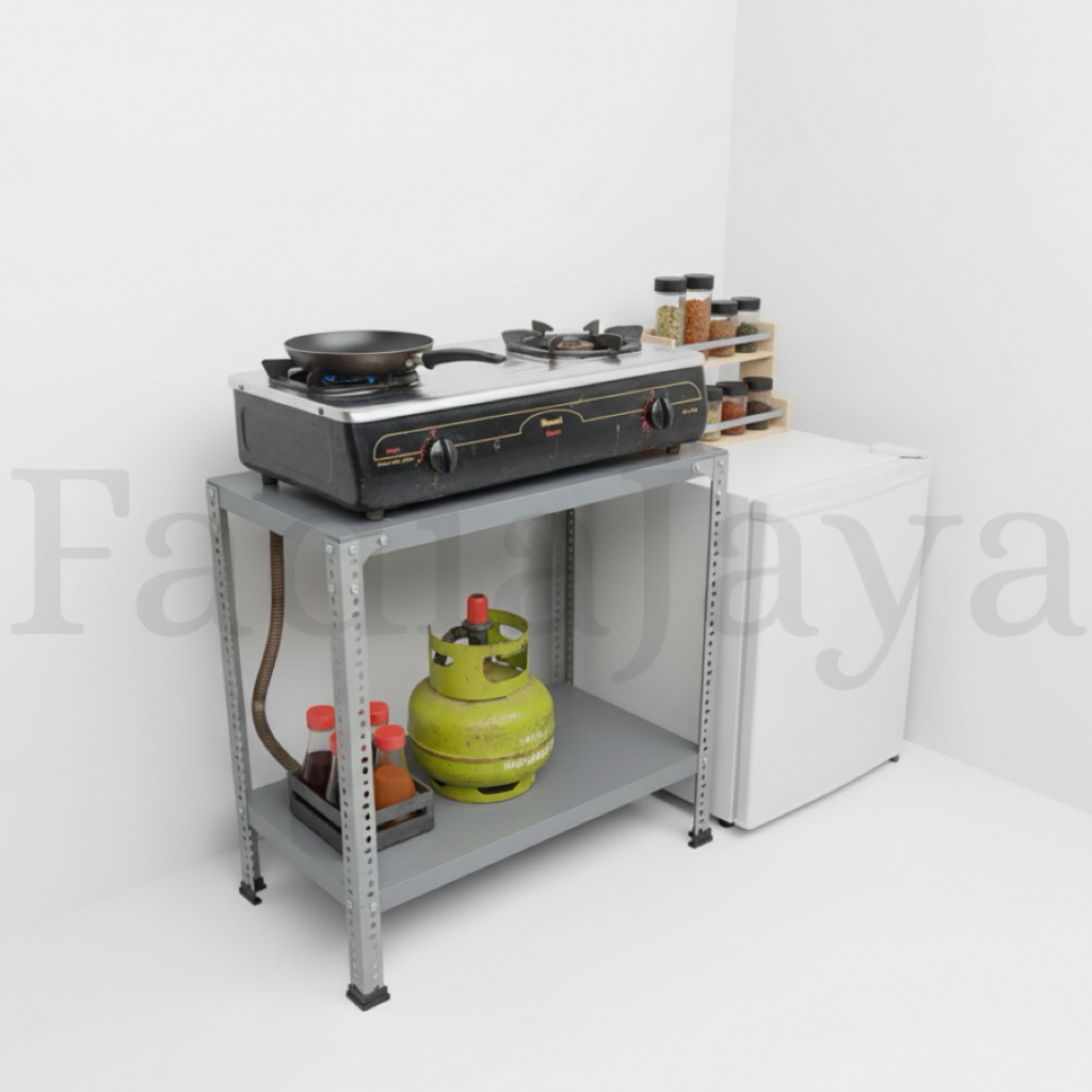 Rak Besi Meja Dapur Tempat Kompor Gas 2 Tungku Portable Serbaguna Multifungsi Murah