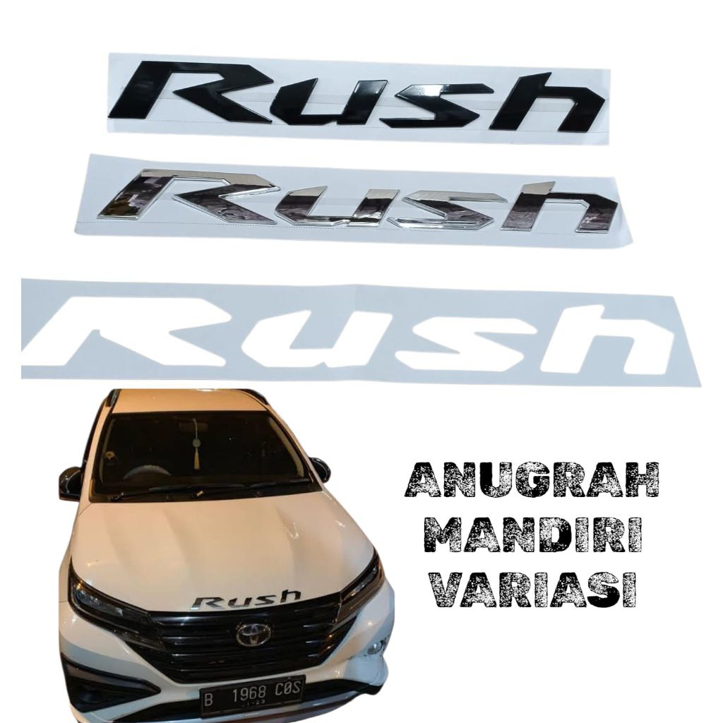 EMBLEM KAP MESIN MOBIL RUSH EMBLEM TULISAN RUSH