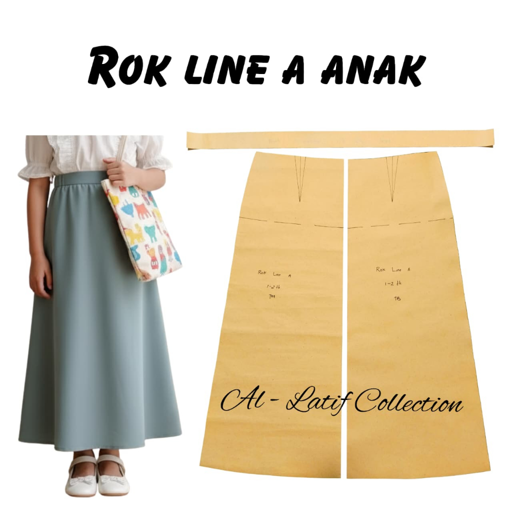 Pola Instan / Pola Jiplak ROK LINE A ANAK