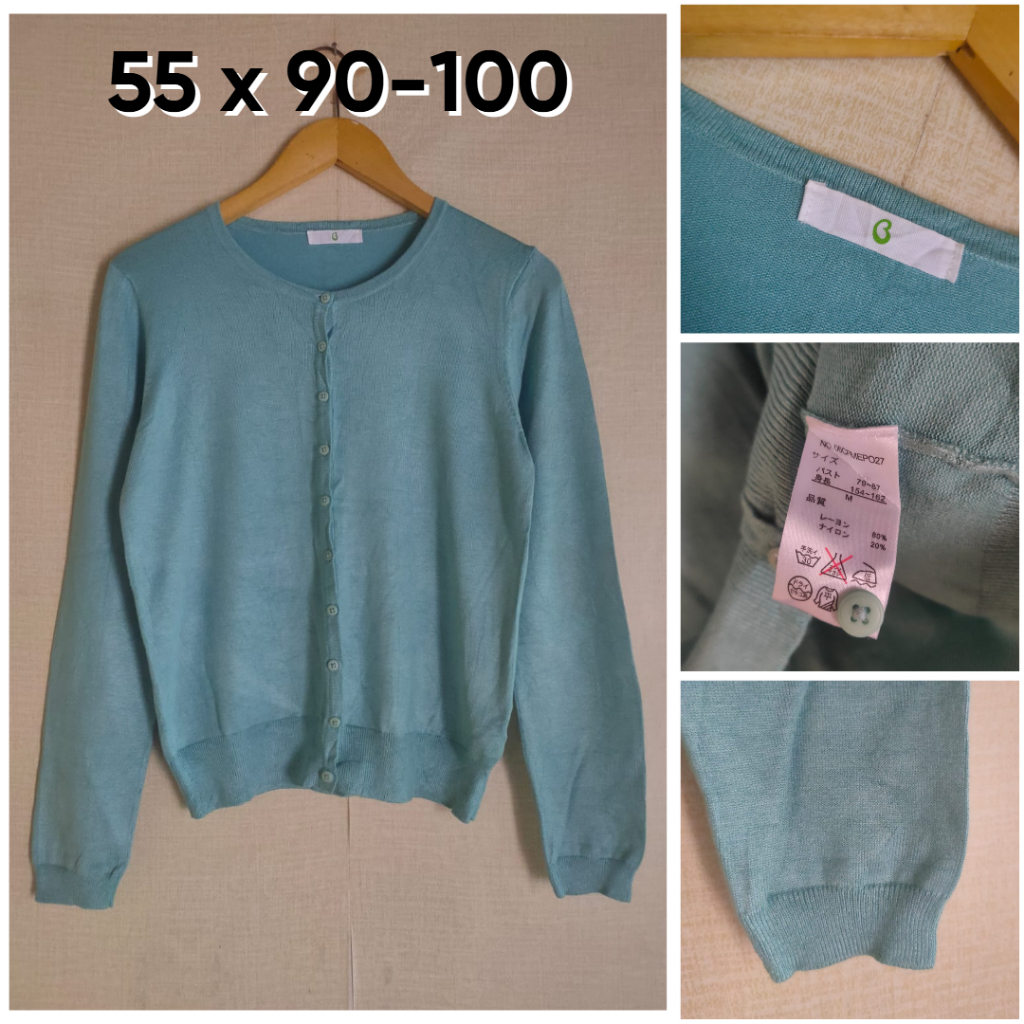 Cardigan Hijau Tosca O Neck Size M Wanita Cardi Rajut Kutub  Lembut D083