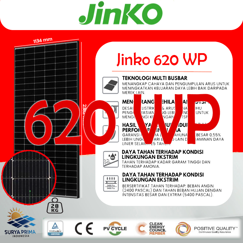 Jinko Solar Cell / Panel Surya 550WP - 620WP SNI Mono Tier 1 Bukan Trina Longi [Surya Prima]
