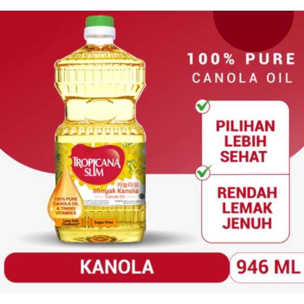 Tropicana Slim 100% Pure Canola Oil - Minyak Canola 946ml
