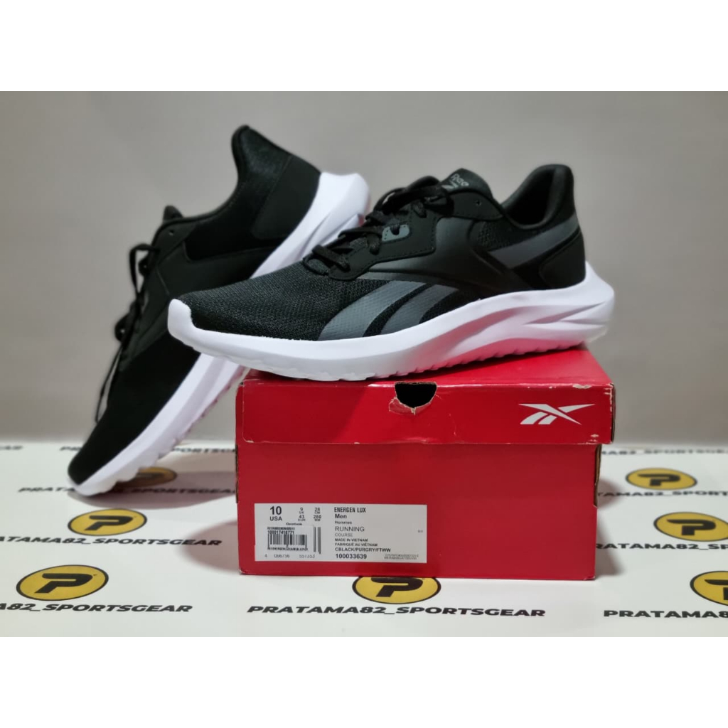 SIZE 43 ( 28 CM ) - ORIGINAL ASLI  REEBOK SPORT ENERGEN LUX RUNNING SHOES SEPATU LARI PRIA HITAM BLA