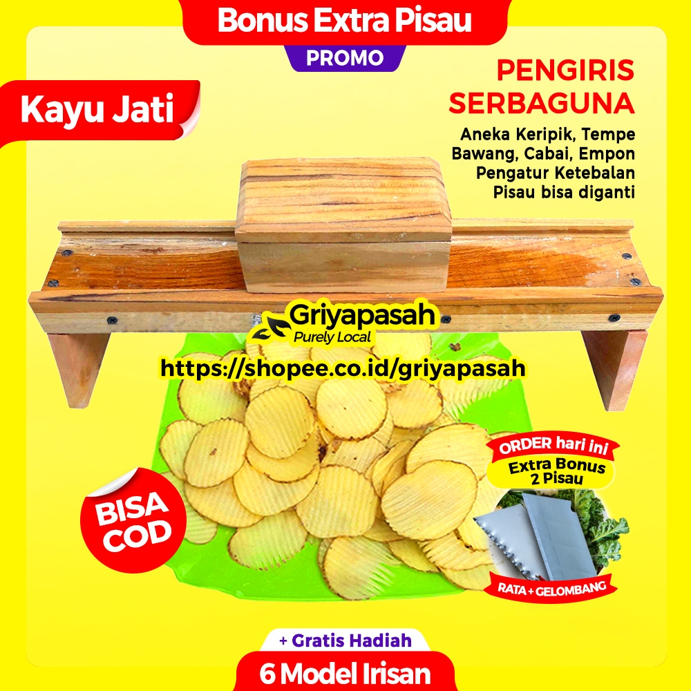 GRIYAPASAH Pengiris Pemotong Keripik Kentang Soto Hasil Super Tipis Kriuk