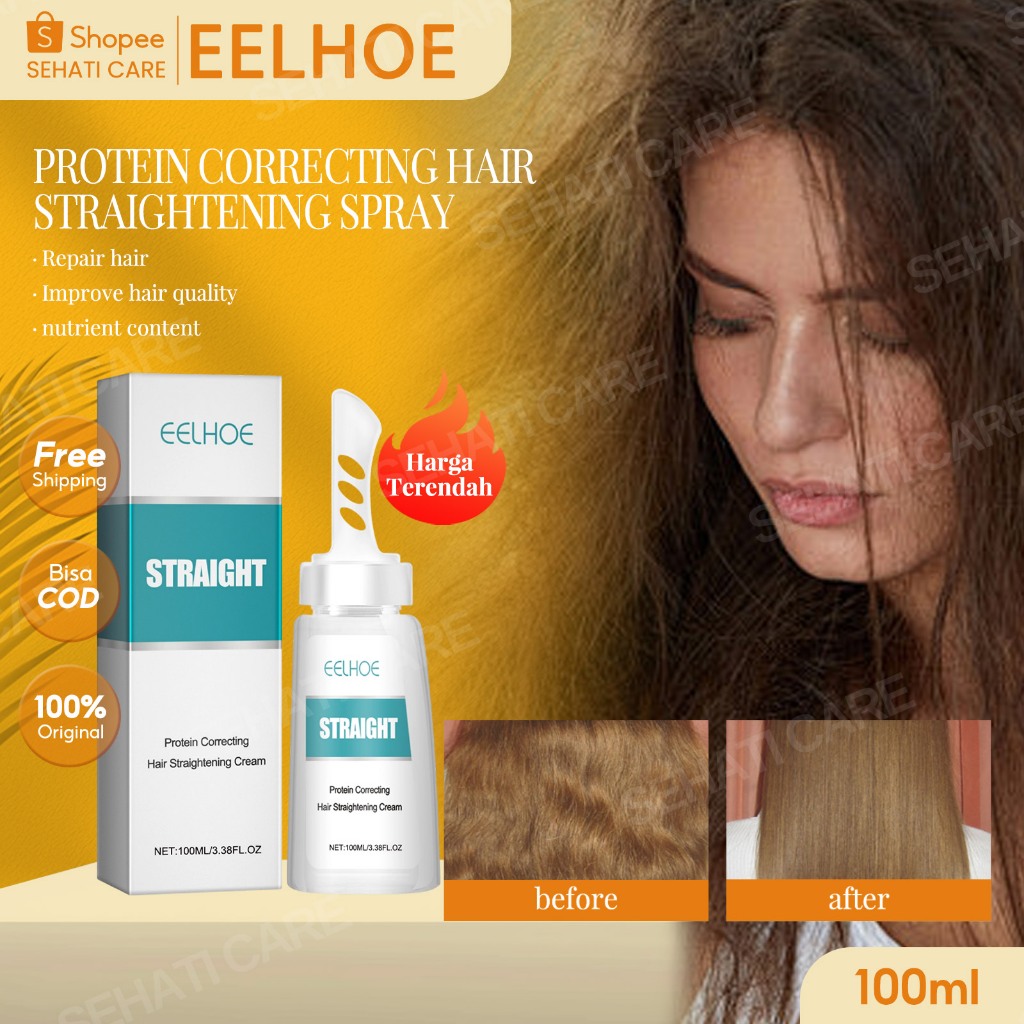 EELHOE Protein Hair Straightening Spray 30ml - Pelurus Rambut Keratin Permanen Atasi Rambut Keriting