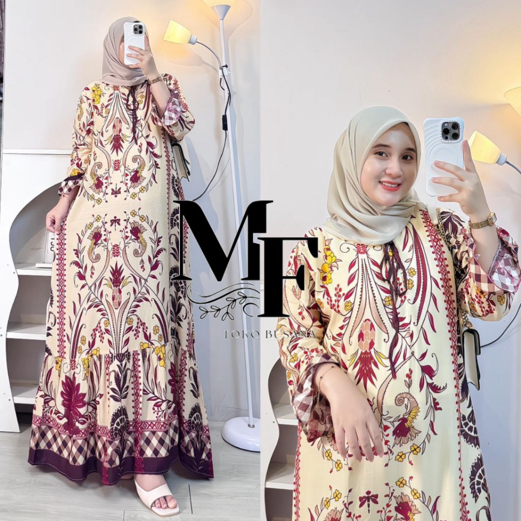 Gamis Rayon Premium Jumbo Motif Etnik Terbaru  | Kamila Dress Gamis Terbaru Bahan Adem