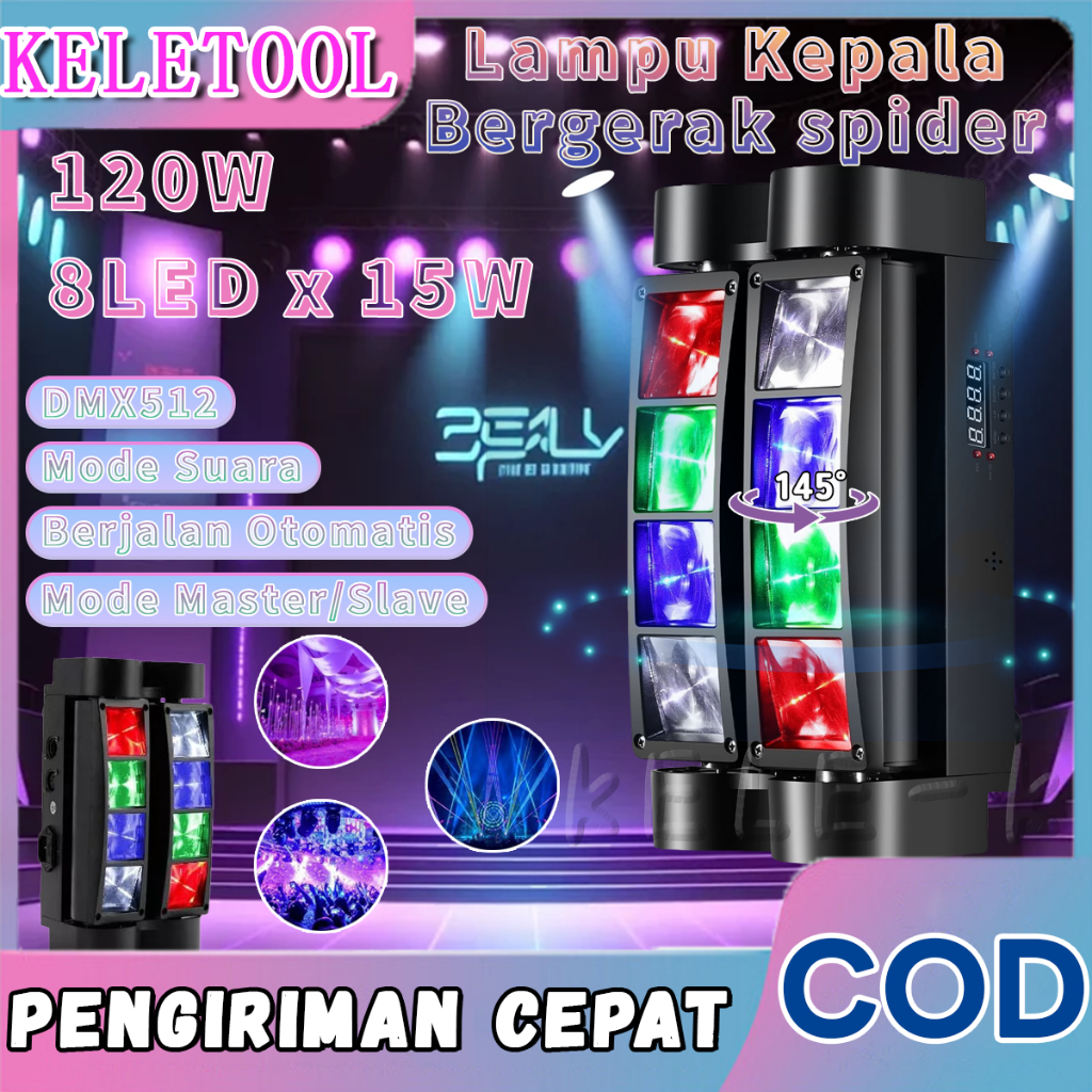 Lampu spider led Moving head mini spider Power 120W Disco Spider DJ Spider Beam Light 8x15W Lampu Ke